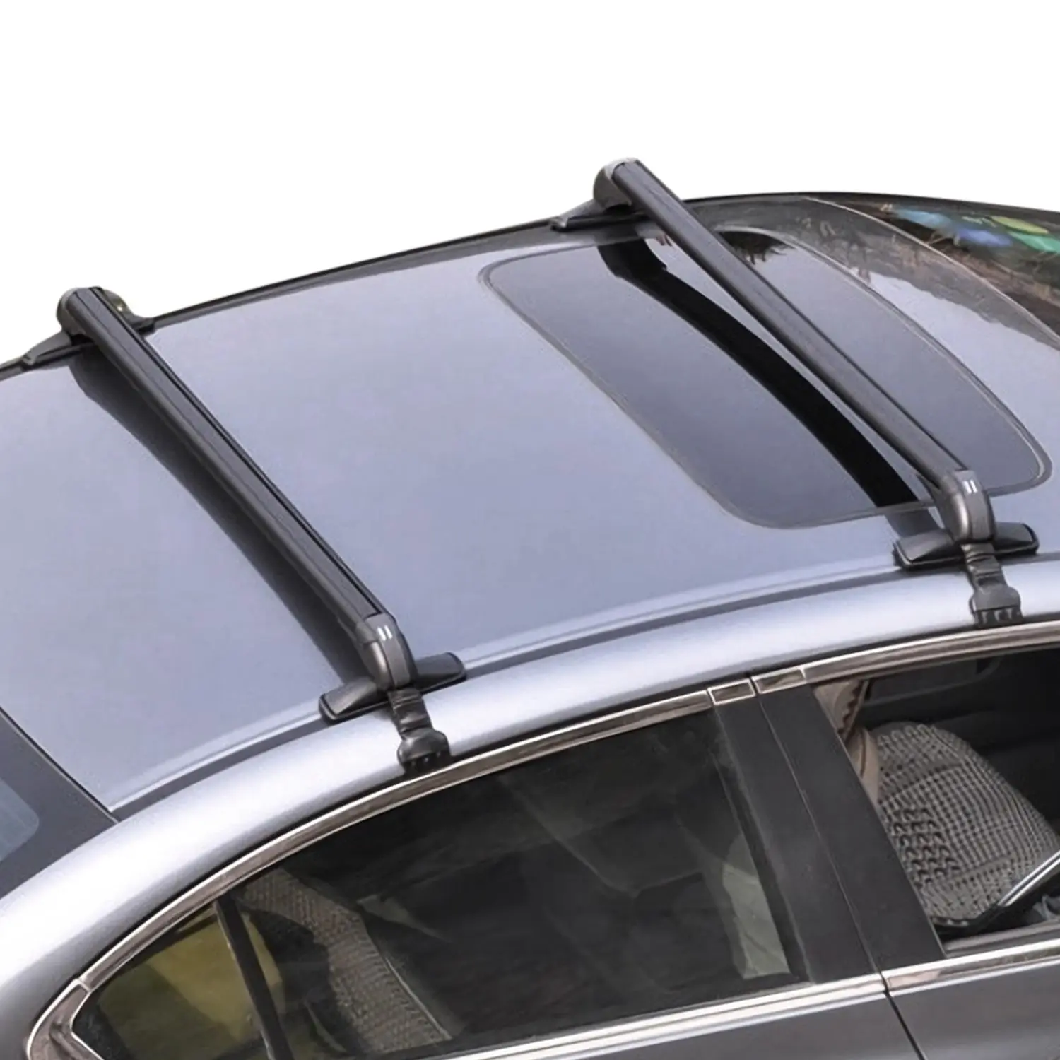 2PCS Universal Car Roof Rack Cross Bars (110cm/43-in) with Anti-Theft Lock, Adjustable Window Frame Fit, Cargo Box Roof Racks Compatibility, 2 Randomly Delivered Versions