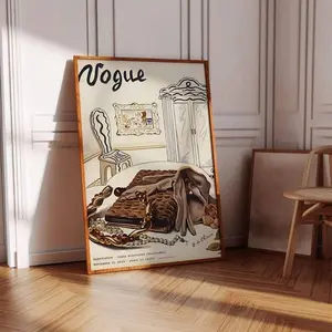 [Sale off up to 65%][Free Ship][No Frame] Retro Vogue Poster, Chic Fashion Magazine Cover Print, Vintage Aesthetic Wall Art for Bedroom, Dorm, or Apartment Decor
