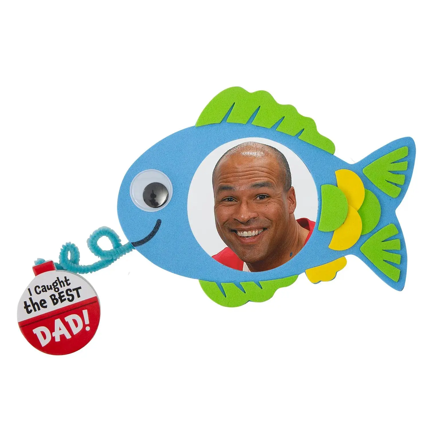 8 1/2" x 4 3/4" Father’s Day Fish Picture Frame Magnet Foam Craft Kit - Makes 12