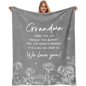 Grandma Birthday Gifts, Grandma Blanket from Grandkids, Gift for Grandmother ChristmasMothers Day, to My Grandmother Throw Blanket 50"x60", Printed on One Side with a Plain White Back, Halloween Thanksgiving Christmas Gift
