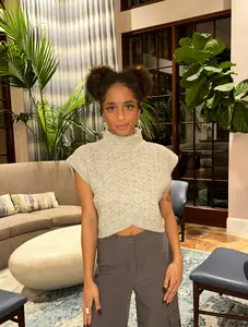 Grey Mock Neck Sleeveless Cropped Sweater