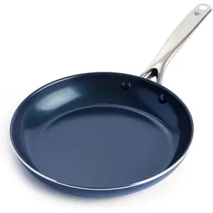 Cookware 10" Frying Pan Skillet, Diamond Infused Healthy Ceramic Nonstick, PFAS and PFOA-Free, Dishwasher & Oven Safe, Metal Utensil Safe, Blue