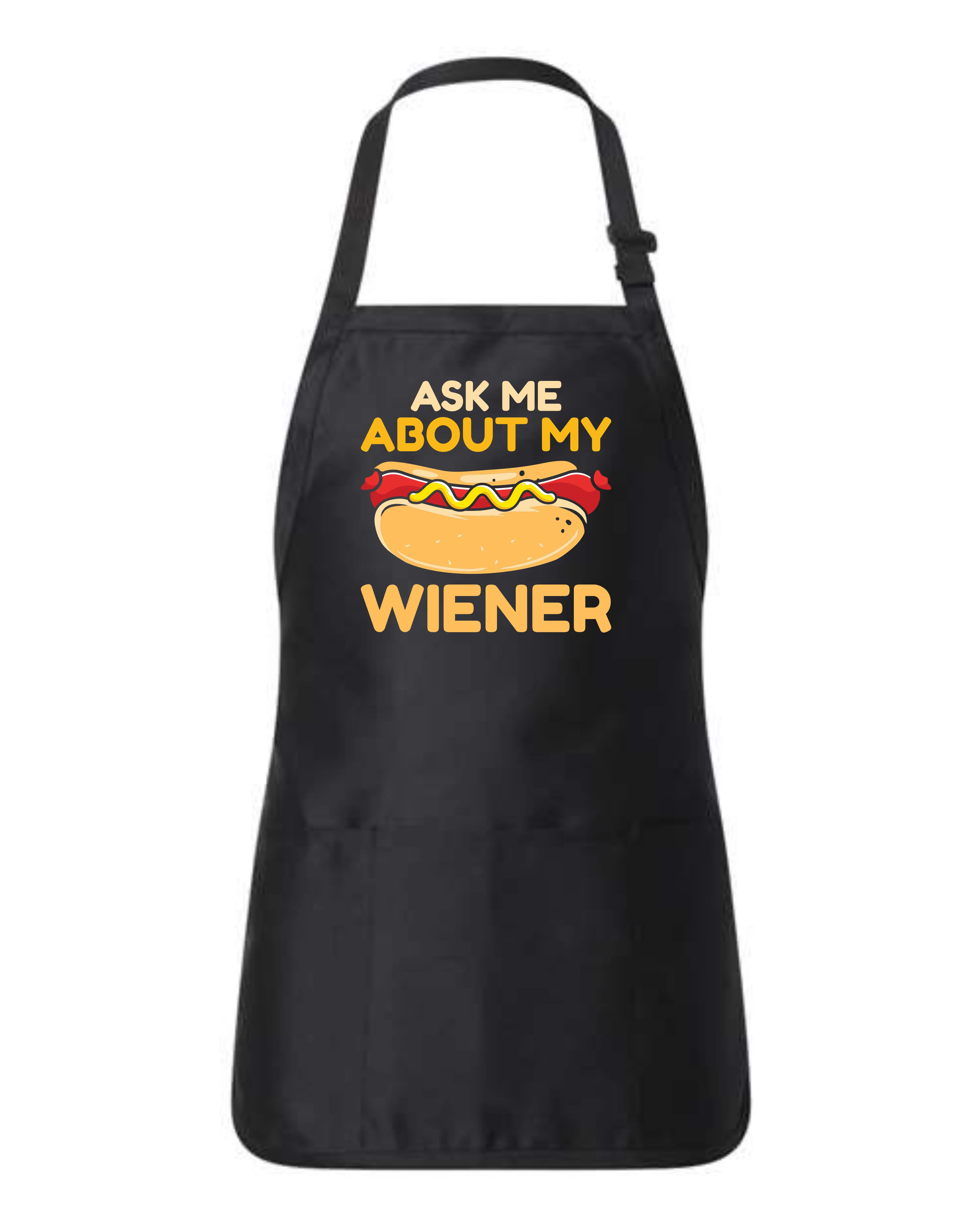 Ask Me About My Wiener - Funny BBQ Chef Cooking Apron, Versatile Design with adjustable strap