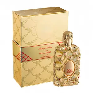 Royal Amber Unisex Eau de Parfum Spray 2.7 fl oz 80ml Amber & Patchouli Notes Luxurious Gold Design Captivating Long Lasting Aroma for Everyday Use for Women and Men