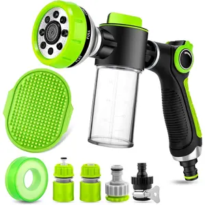 Dog Washing Hose Attachment, 8-in-1 Sprayer Mode Garden Hose Nozzle with Pet Bathing Brush and 100cc Soap Dispenser Bottle, Adopted in Watering Flowers, Car Wash, Dog and Horse Showering