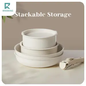 [FathersDayGift] RIMIKING 12-Piece Cookware Set,Compatible with all stovetops,Compact and stackable design,Removable handles and versatile