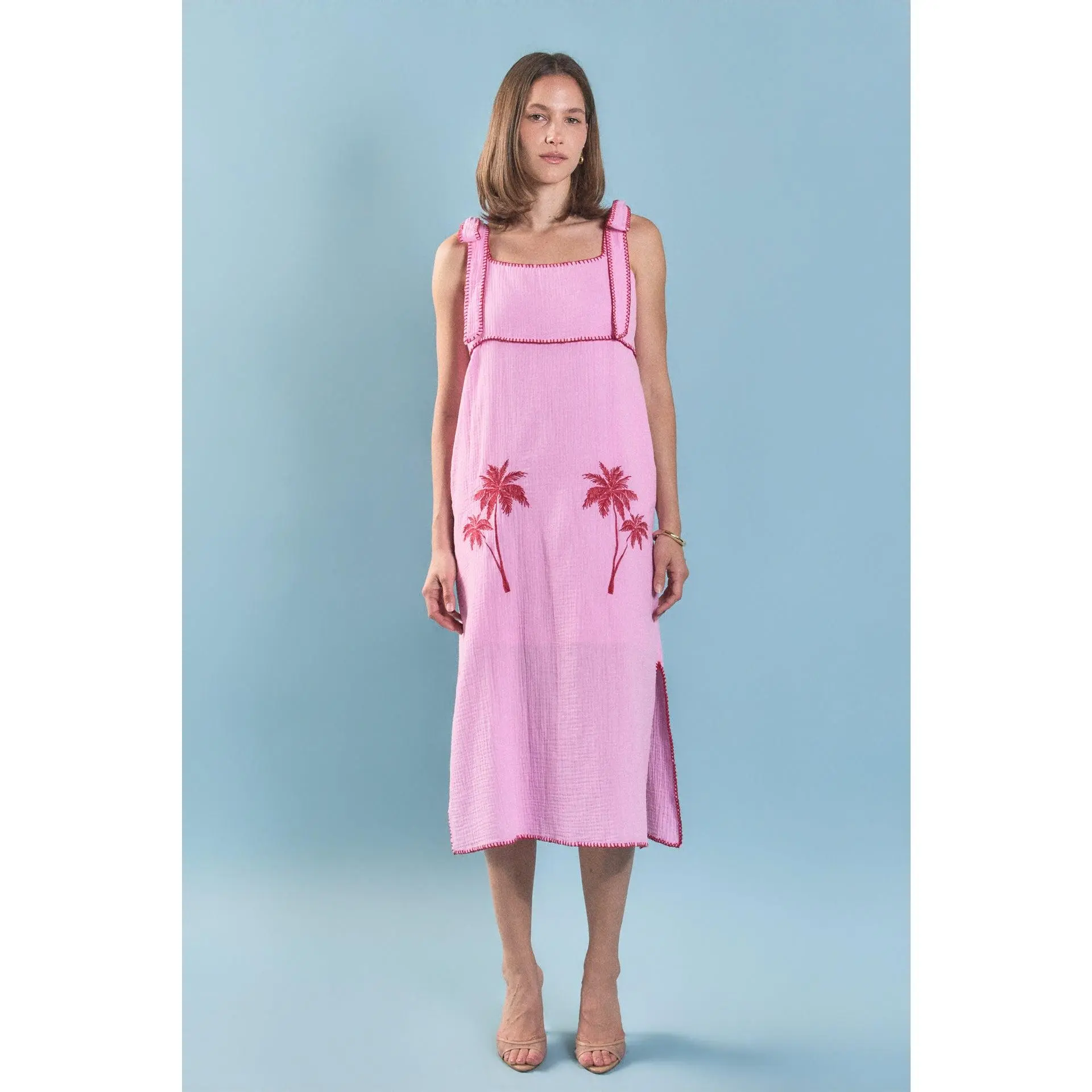 Aria Tropical Embroidered Midi Dress