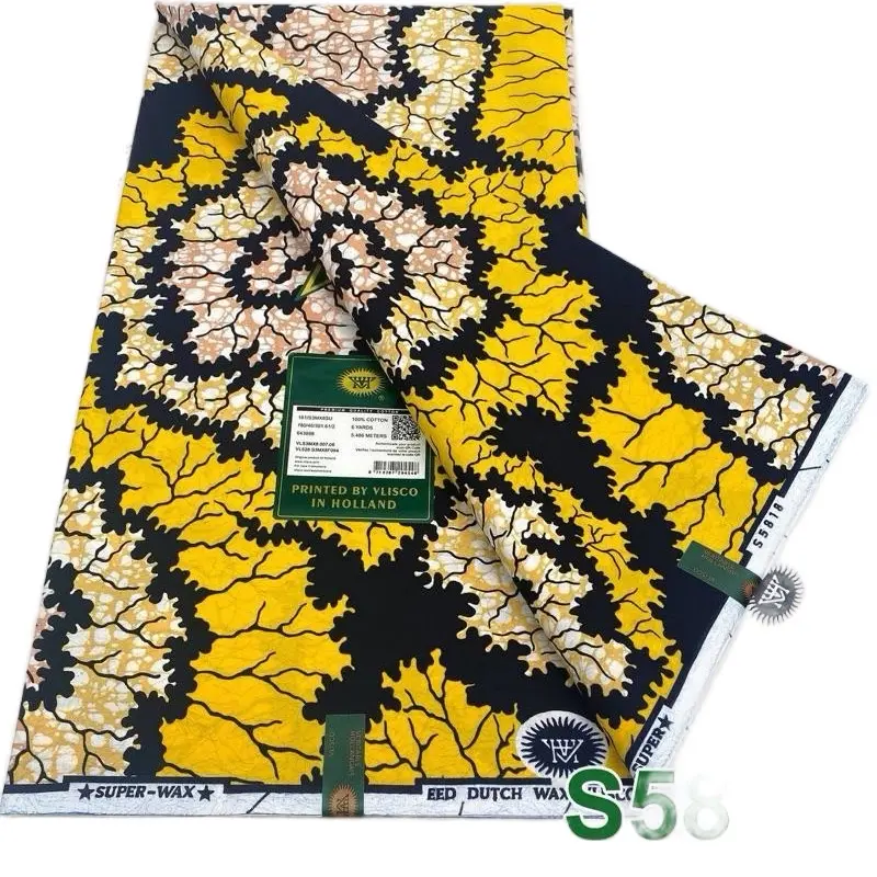 Authentic Demi Super Wax 100% Cotton Fabric Roll, 6yd, User-Friendly Storage Dressmaking Fabric