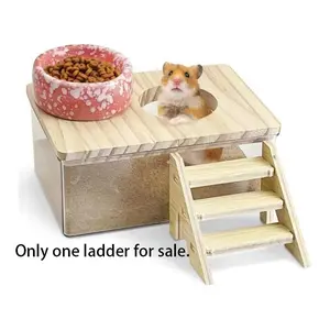 Transparent Acrylic Hamster Bath & Sandbox, Dual-Purpose Large Pet Toilet Bowl, Beach Theme Design with Wooden Platform, Hamster Cage Habitat