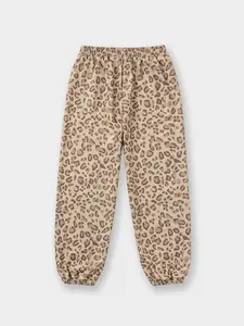 Girls' Casual Fashion Leopard Print Sweatpants, Spring & Fall Daily Wear, Single Piece Set, Stylish and Comfortable