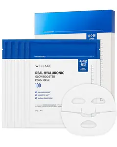 Wellage Real Hyaluronic Glow Booster PDRN Mask 5ea  | PDRN, Salmon DNA, Hyaluronic Acid, Hydrating Gel Mask, Korean Skin Care