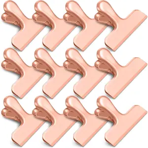 Chip Clips, 12 Pack Bag Clips, Stainless Steel Chip Clip, Metal Clip for , Air Tight Seal  for Kitchen  Office(Rose )