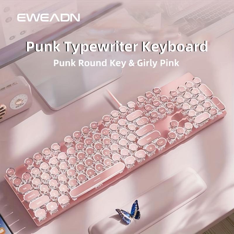 Pink Gaming Keyboard - Typewriter Style