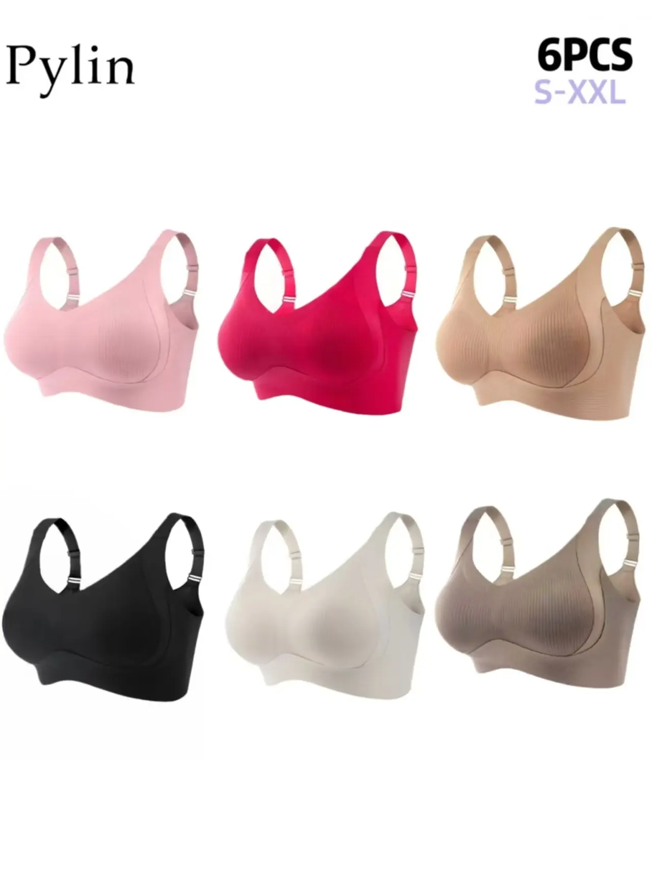 3/4/5/6 Z women's solid color wireless bras, elegant and cohesive backless underwear, comfortable bra without steel rims, women's underwear, all season soft underwear, women's bra
