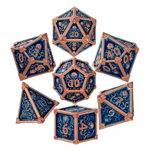 Metal Dice Set, Octopus Pattern, 7 Multi-Face Metal Dnd Dice Set, Dnd Starter Kit, Role-Playing Table Game Accessories