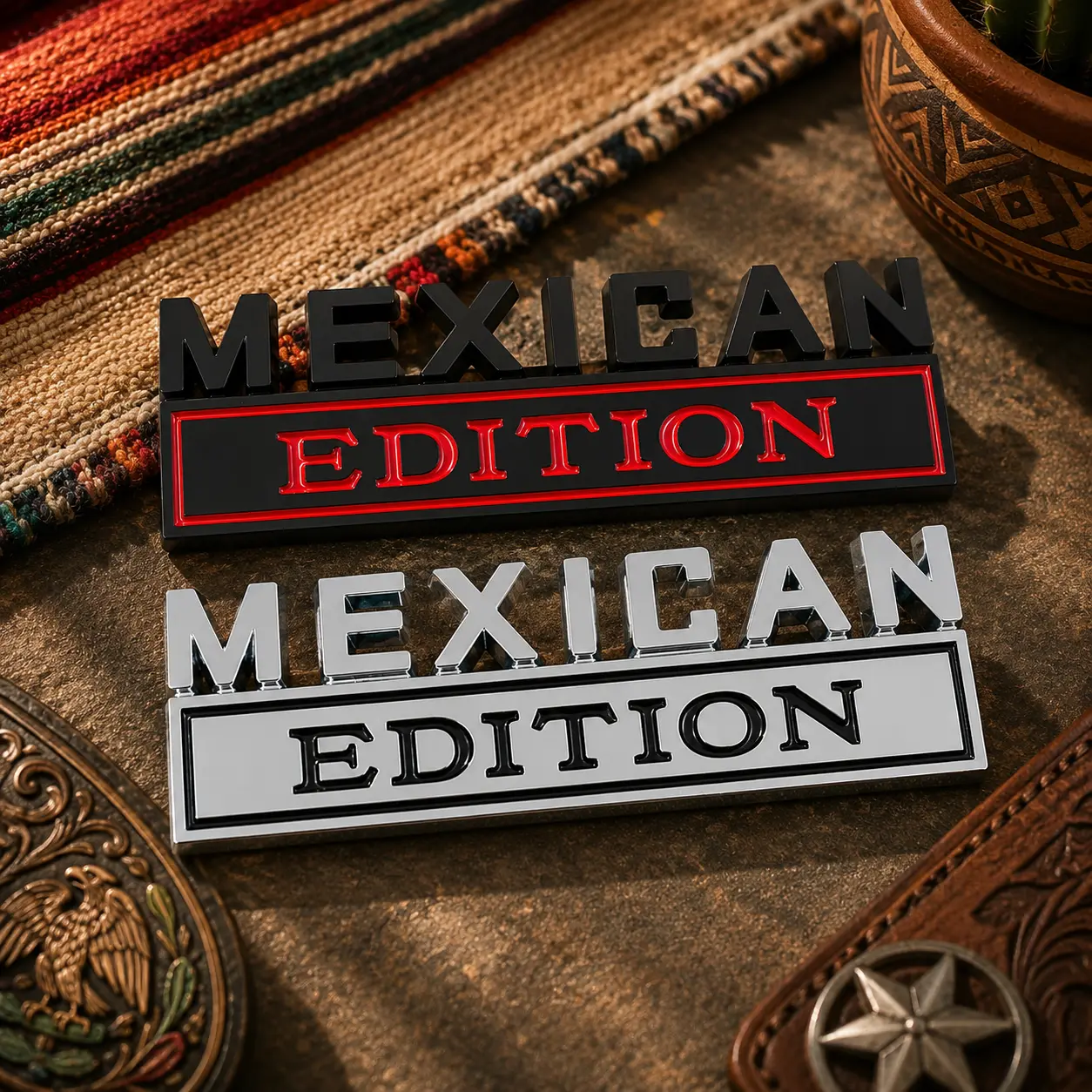 Mexican Edition 3D Metal Badge Sticker, Premium Zinc Alloy Car Emblem, Self-Adhesive Decorative Decal for Cars, Trucks, SUVs, Motorcycles, Tool Boxes, Laptops & More, Waterproof Vehicle Accessory, Gift for Car Enthusiasts
