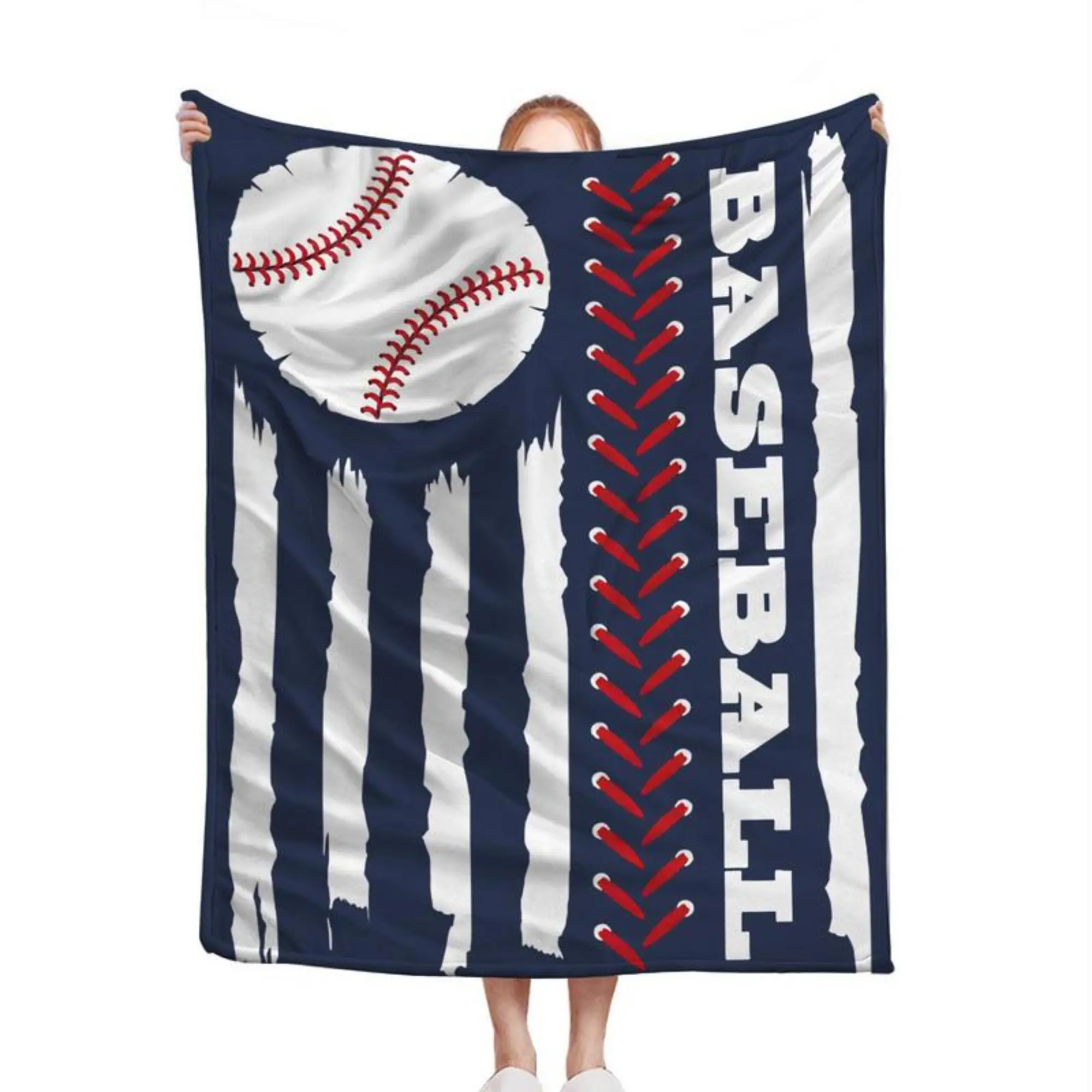 Soft Baseball Pattern Throw Blanket, Casual Sports Nap Blanket, Warm and Comfortable Throw Blanket for Home, Nap, Travel, Camping