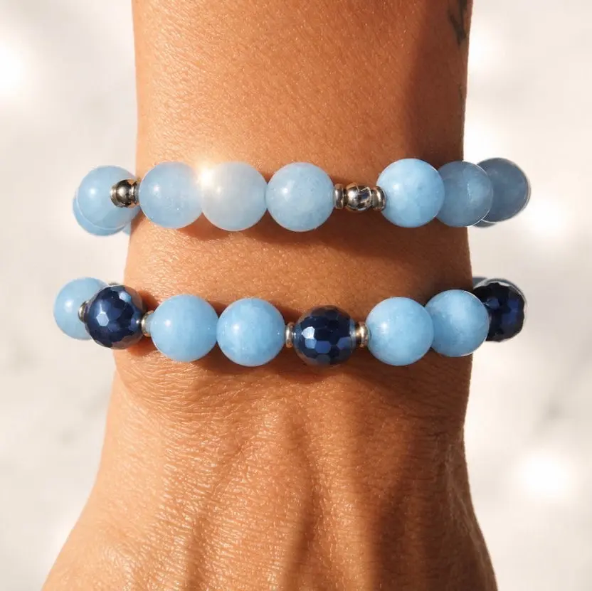 TTT Live Exclusive Cloud Blue Chalcedony Gemstone Bracelet Bundle 7-21