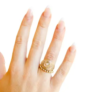 Lauren 3MM Beaded Band Ring in Gold