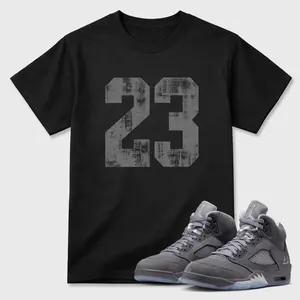 Unisex T-shirt To Match Sneakers Jordan 5 Wolf Grey - No.23. 100% Cotton for Casual Wear. Comfortable Summer Unisex T-Shirt to match Jordan Sneaker. Streetwear Style. urban outfitters