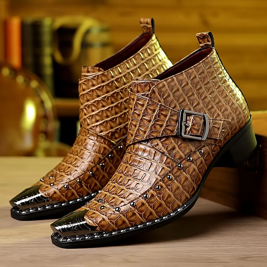 Men's high-heeled Chelsea boots, premium business men's ankle boots, men's  formal dress shoes tiktokshopspringglowup - TikTok Shop