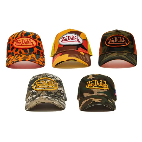 Von Dutch Camouflage Classic Trucker Cap - Adjustable Fit, Curve Bill, Graphic Detailing, Easy to Style (Camo Trucker 242 All Styles)