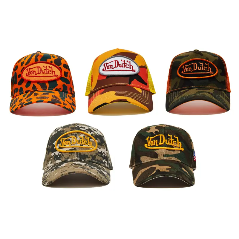 Von Dutch Camouflage Classic Trucker Cap - Adjustable Fit, Curve Bill, Graphic Detailing, Easy to Style (Camo Trucker 242 All Styles)