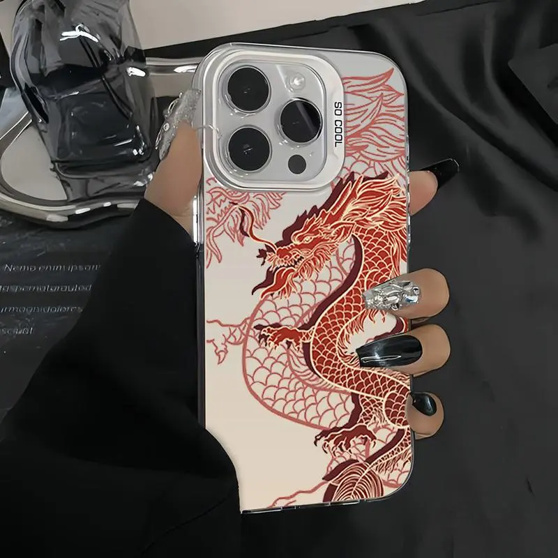 Case for iPhone 16 15 14 13 12 11 Pro Max Plus XS X XR E  Divine Dragon Enhanced phone Protection Matte Anti-Slip Drop resistant Shock-resistant Case for Men Women