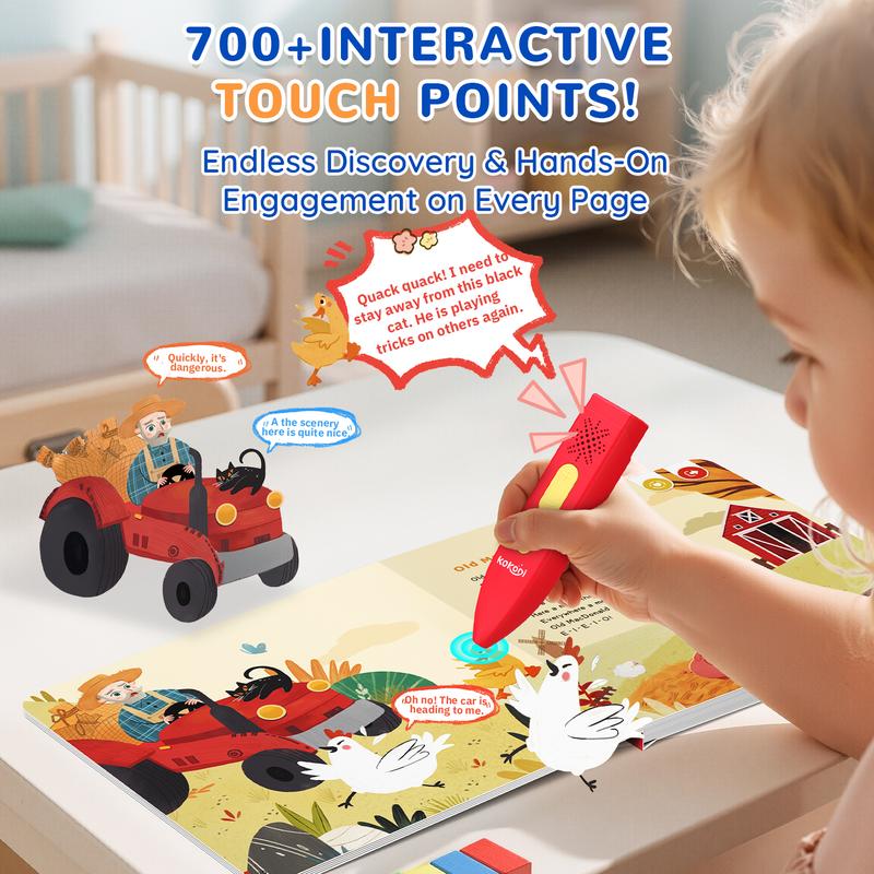 KOKODI Talking Pen Book Sets for Kids, Interactive Audio Sound Books with English Words & Mother Goose Nursery Rhymes, 700+ Touch Points Sensory Learning Toy, Educational Gift for Kids