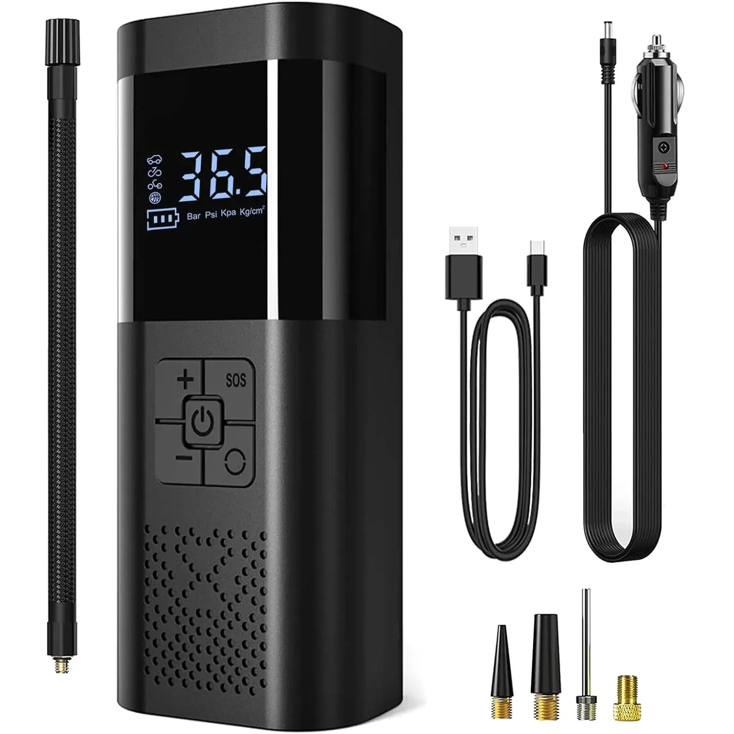 Mixfeer Tire Inflator, 150PSI Cordless Air Pump, Portable Air Compressor with Emergency LED Light, Digital Pressure Gauge for Car, Bike, Ball Mixfeer