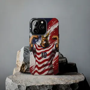 My Hero Academia All Might Anime Character Phone Case for iPhone and Galaxy - Epic Patriotic USA American Flag & Number 10 Soccer Jersey Design - Plus Ultra Protective Cover