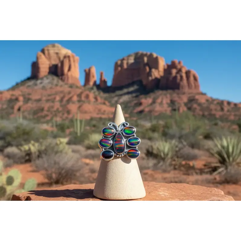Aurora Opal Butterfly Ring - size 7