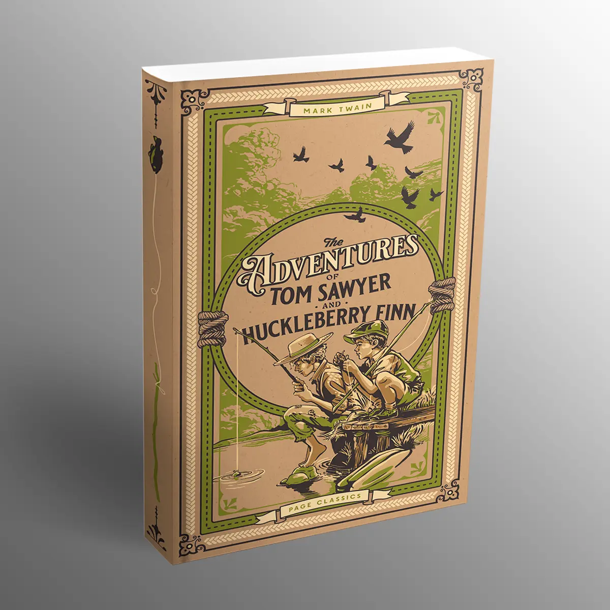 Mark Twain's Classic Literature Hardcover Book: The Adventures of Tom Sawyer and Huckleberry Finn, 6.18x9.53 Inches, 570-Page Deluxe Durable, Bookshelf Display, Essential Reading, Ideal Gift for Book Lovers