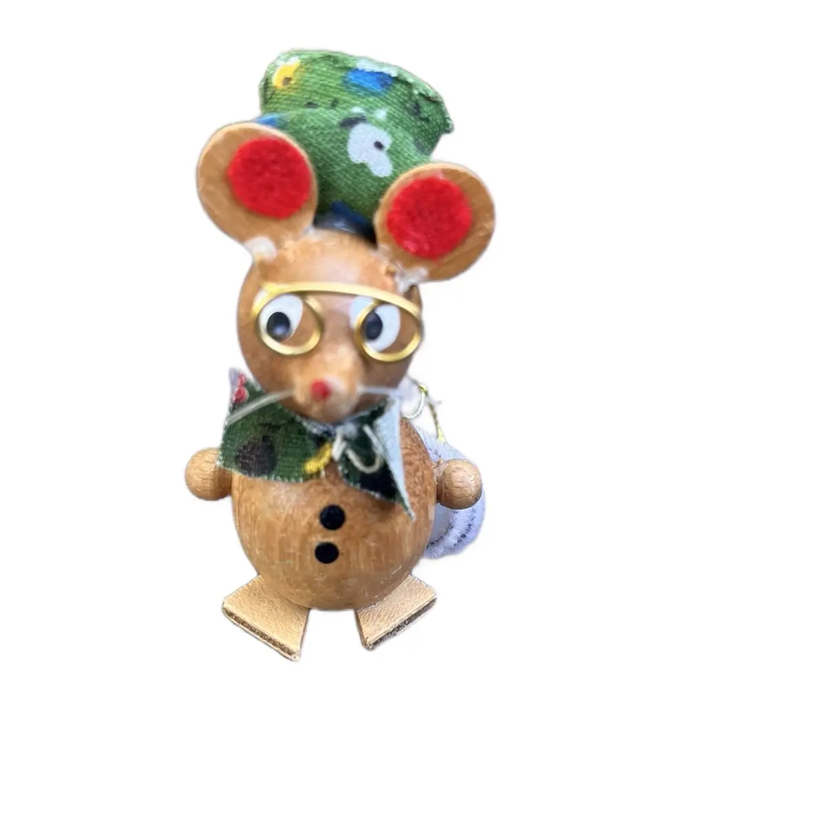 Vintage Wooden Mouse Ornament from the 1970s - Home Decor
