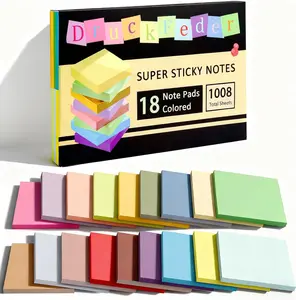 Colorful Self-Adhesive Sticky Notes Set, 18 pads ,1008 Square Sheets, Ideal for Home, School and Office Use, Practical Office Supplies