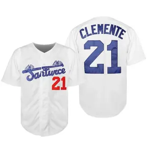 Clemente Baseball Jersey #21 Short Sleeve 100% Polyester Sports Top Fitness Top Comfortable Durability Normal Size