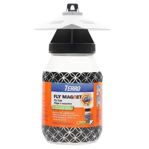 TERRO T380 Outdoor Reusable Fly Magnet Fly Trap - Poison Free Trap with Bait
