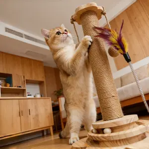 Durable Cat Climbing Frame & Teaser Toy Set, Scratching Posts, Scratcher, 28cm Stable Base, Jute Material, Ideal for Daily Play & Claws Grinding