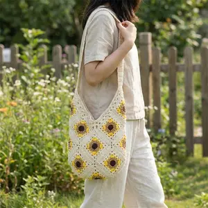 New Handmade Cotton Rope Bag, Beach Shoulder Bag, Versatile Daily Use, Forest Style Knitted Bag, Casual Single Strap Backpack