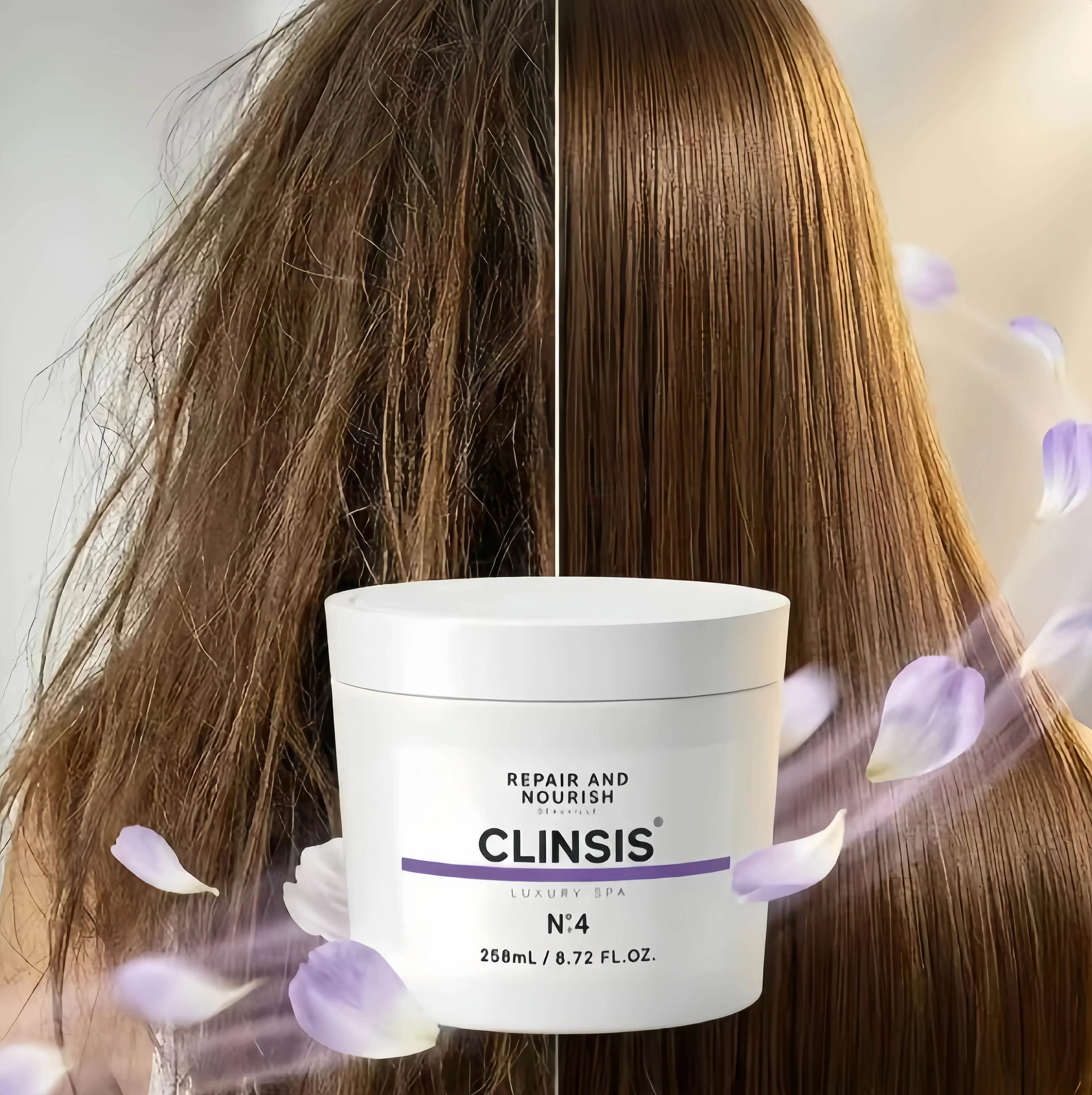 CLINSIS N°4 Hair Mask – Deep Nourishing Repair Treatment with Argan Oil & Marula Oil, Smooths Frizz, Restores Dry Damaged Bleached Hair, Silky Shine, Salon Hair Care