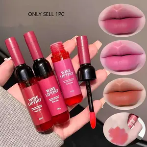 Red wine bottle lip glaze is not easy to stick to the cup - matte velvet - low saturation lipstick - makeup lip gloss