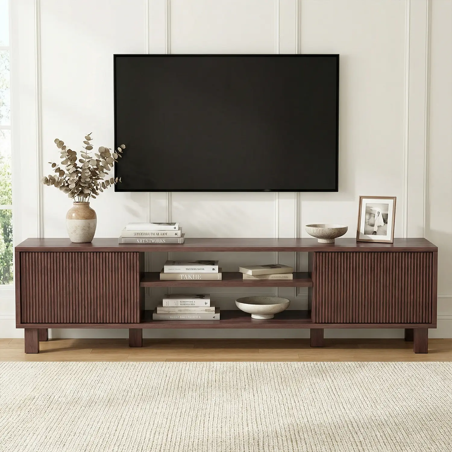 Spaco Modern TV Stand for Up to 70" TVs – Large Media Console with Storage & Open Shelves,Stylish Entertainment Center for Living Room, Tv Shelf, Television Stand
