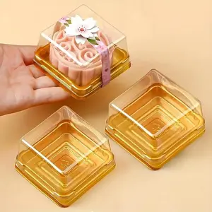 50pcs/set transparent covered square cake boxes per set, handmade, used for mooncakes, chocolates, cookies, birthday and wedding parties, baking essentials, Baking Supplies