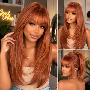 Long Wig with Bangs for Women,Realistic Scalp, Free Parting,Layered Hairstyle Synthetic Heat Resistant for Daily Party Use 26 inch
