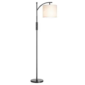 【Summervibes】VEVOR Dimmable Floor Lamp with Remote & Foot Switch,  , 9W LED, 3000K-6500K Color Temp, 10%-100% Brightness, 270° Horizontal & 90° Vertical Rotation, Modern Black Iron Pole, Beige Linen Shade