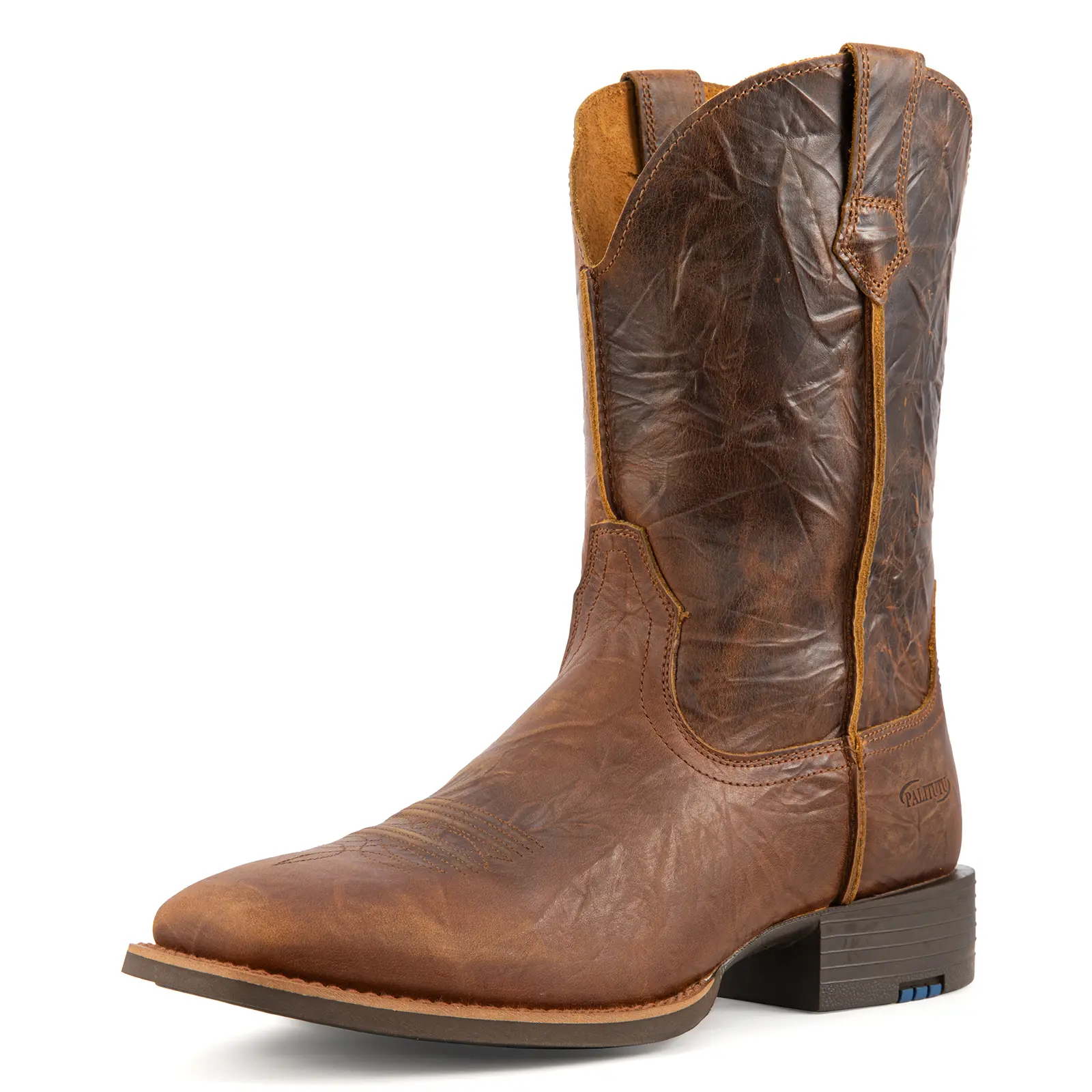 【Genuine Leather】Palitutu Men's Western Cowboy Boots,Square Toe Full Grain Leather,Mid Calf Work Boots for Men,Wide Fit Non-Slip,Roper Style Boots with Removable Insole summerwins