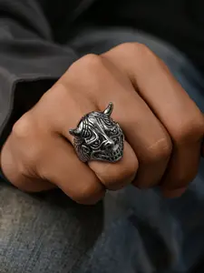 1pc Vintage Cast Men's Ring, Bull Head Monster, Bull Demon King Pattern, Stainless Steel Hip-hop Accessory Gift
