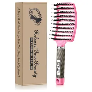 Tit: Detangling Hair Brush - Boar Bristle & Tangle-Free Design for Kids, Women, and Men - Perfect for Wet and Dry Hair - Smooth, Magical Pain-Free Styling