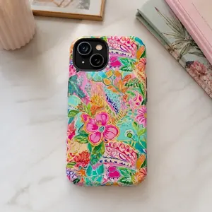Tropical Floral Rubber Smartphone Case - Wireless Cellphone Accessories For IPhone 11,12,13,14,15,16,17 Pro ProMax Plus  Air Series.