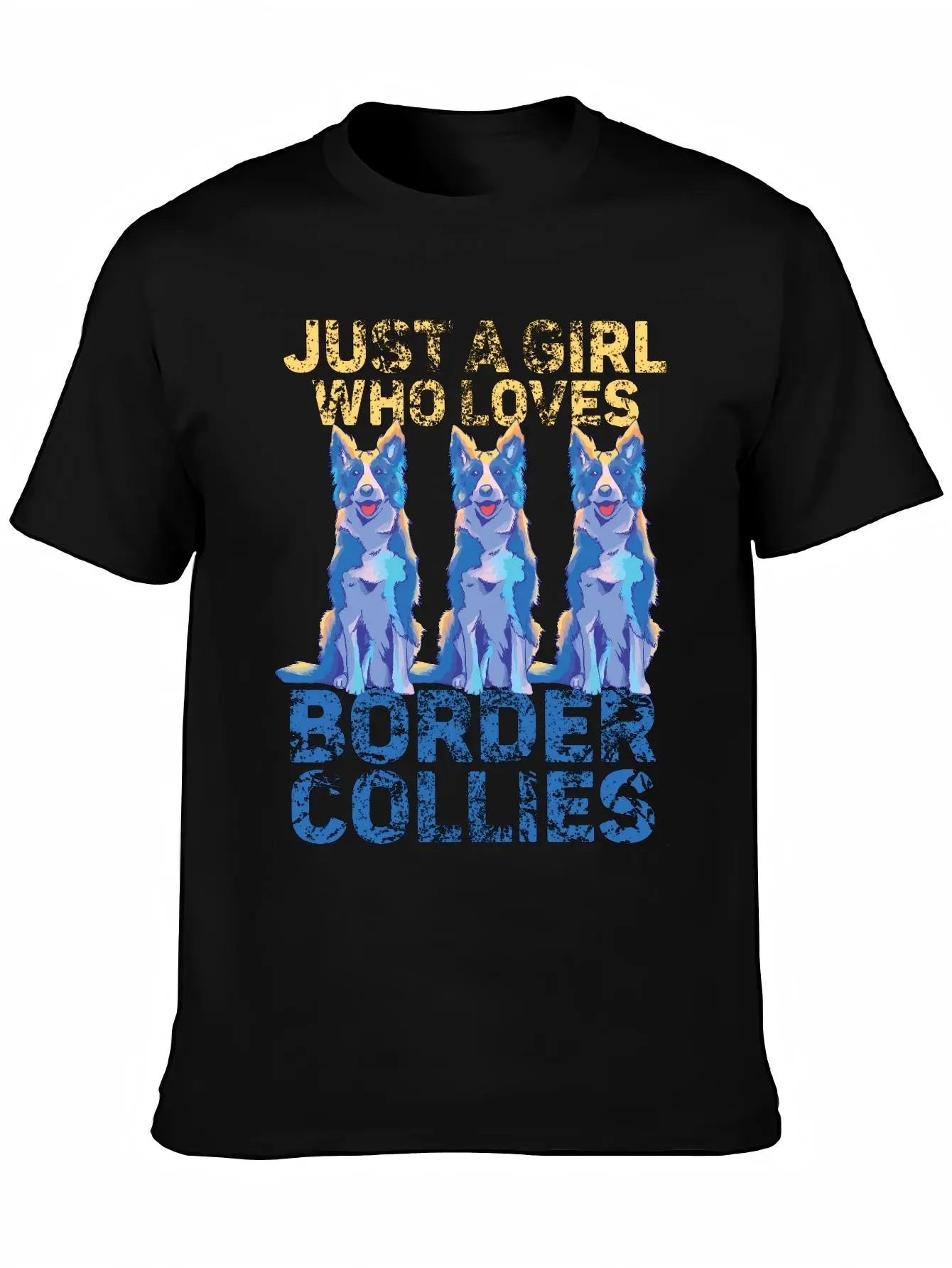 Women's Short-Sleeve Round-Neck Border Collie Graphic Sports Top, Pet Lover Themed Tee, Dog Mom Gift, Tops